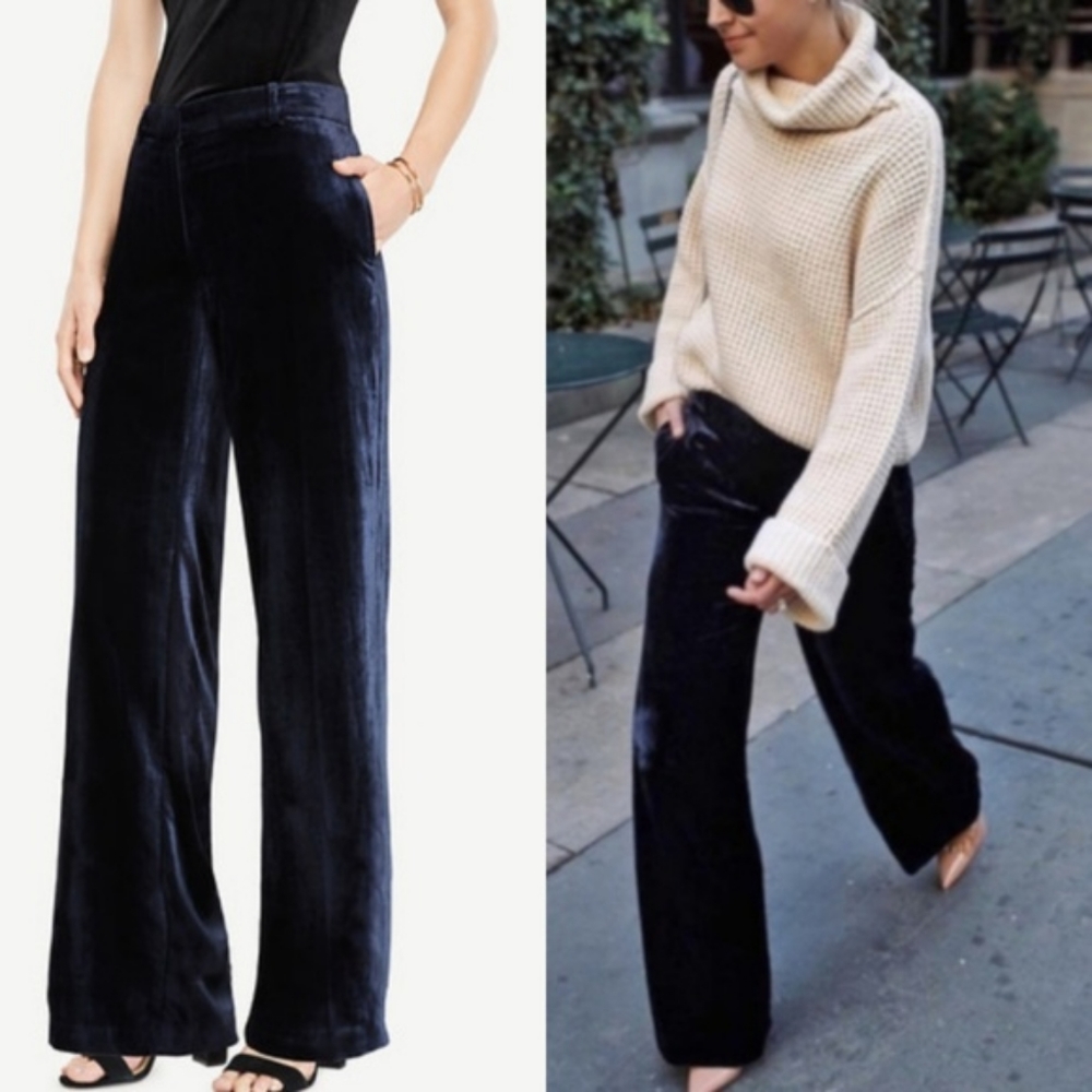 Ann Taylor Petites Velvet Black Pants Sz 8